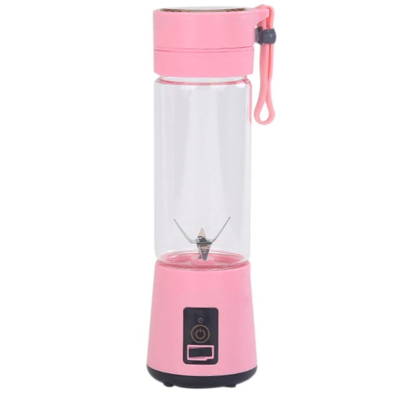 

420Ml Portable Juicer Glass Bottle Juicer USB Rechargeable 6 Blades Juicer Smoothie Blender Machine Mixer Mini Juice Cup Pink