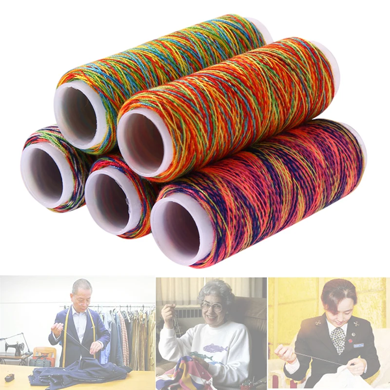 5Pcs Rainbow Color Sewing Thread Hand Quilting Embroidery Thread Fiber DIY Sewing Yarn Knitting Accessories