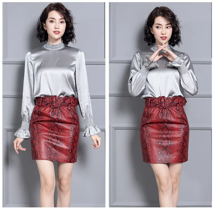 Новинка года; модная юбка из натуральной овечьей кожи; K11