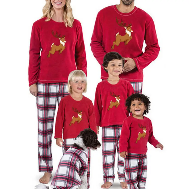 Рождественский Семейный комплект; Рождественский Пижамный комплект для мамы и папы; детская одежда для сна в красную клетку; одежда для сна; домашняя одежда