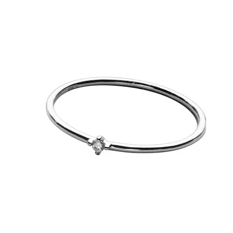Real 925 Sterling Silver Zircon Geometric Ring For Fashion Women Party Cute Fine Jewelry Minimalist Accessories Gift SOFTPIG silver ring,silver rings
