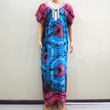 Модное чудесное красивое платье с рисунком, хлопок, аппликация, v-образный вырез, короткий рукав, Африканский Дашики, женское платье с шарфом