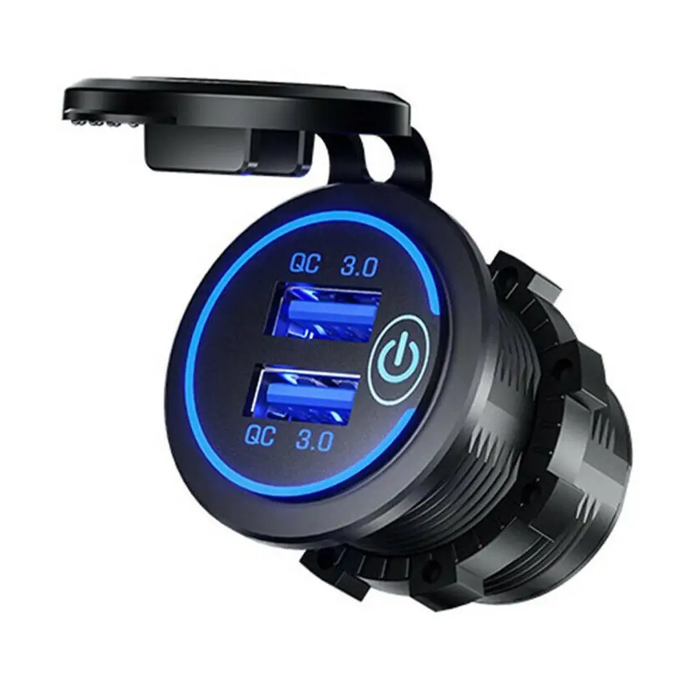 12V/24V QC 3 0 2 USB зарядное устройство с сенсорным выключателем водонепроницаемый