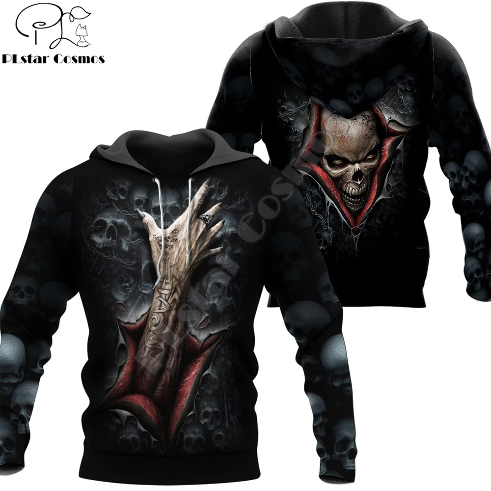

Horror Black Skull 3D Printed Mens Autumn Hoodie Sweatshirt Unisex Streetwear Casual Zip Jacket Halloween Pullover KJ661