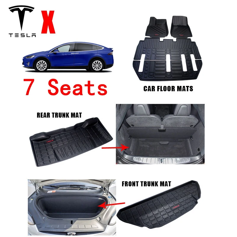 Audew для Tesla модель X TPO передние и задние черные 6/7 сидений автомобильный напольный коврик подходит для любой погоды напольный ковер покрытие водонепроницаемый прочный - Название цвета: 7 Seats X full