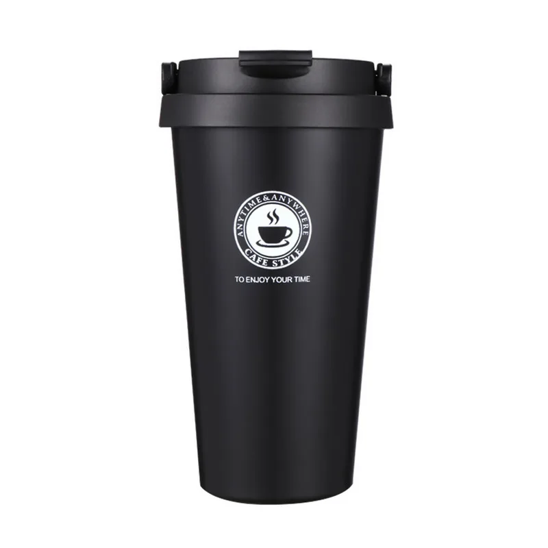 500ml black 380/500 мл Термос из нержавеющей стали стакан вакуумная фляга термобутылка для воды чайная кружка Термочашка портативная дорожная кофейная кружка - Цвет: 500ml black