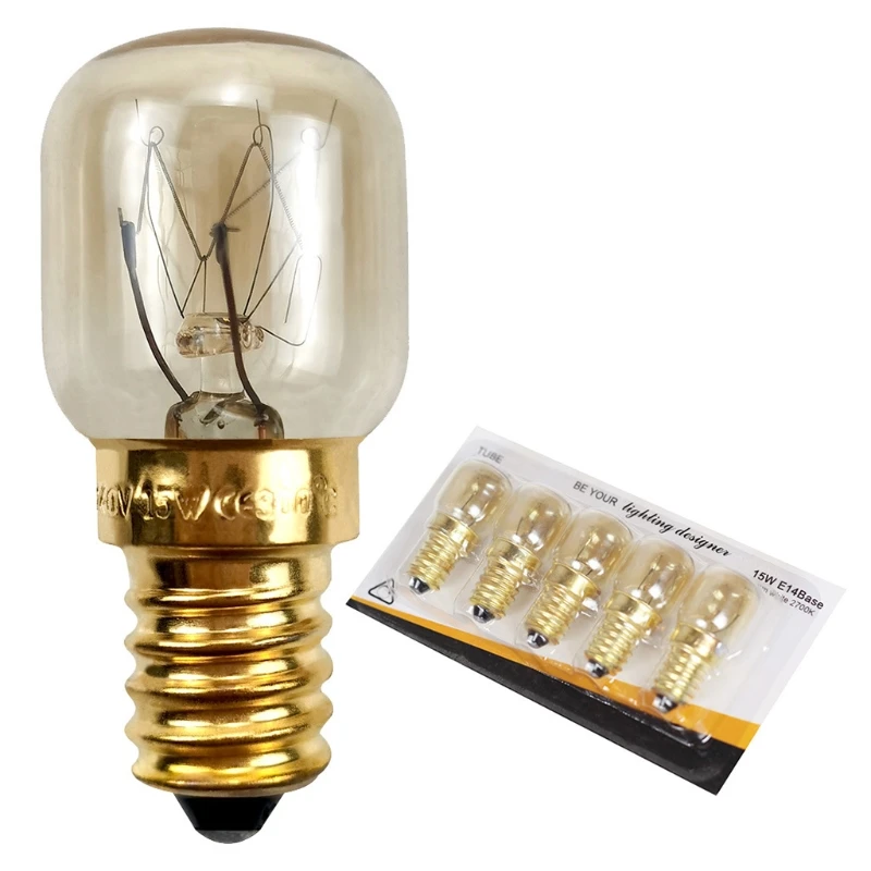 220V E14 300 Degree High Temperature Resistant Microwave Oven Bulb Cooker Lighting Bulb 15W 5pcs