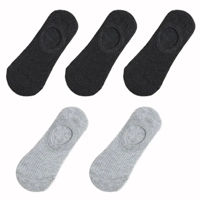 5 Pairs Woman Silicone Non-slip Invisible Socks Summer  Cotton Ankle Solid Color Boat Women's Slippers 35-40EUR Short Socks Lot 19