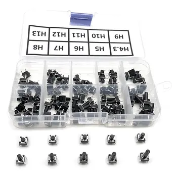 

10 Models 100pcs/200pcs 6x6 Tact Switch Tactile Push Button Switch Kit Height: 4.3MM~13MM DIP 4P Micro Switch 6x6 Key Switch