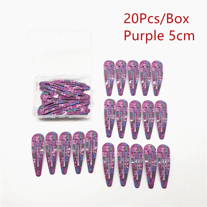 Purple 20pcs 20 шт./кор., модные аксессуары для волос для девочек, заколки для волос 5 см, металлические заколки для волос, однотонные Детские резинки для волос, заколки-невидимки, заколки принцессы - Цвет: Purple 20pcs