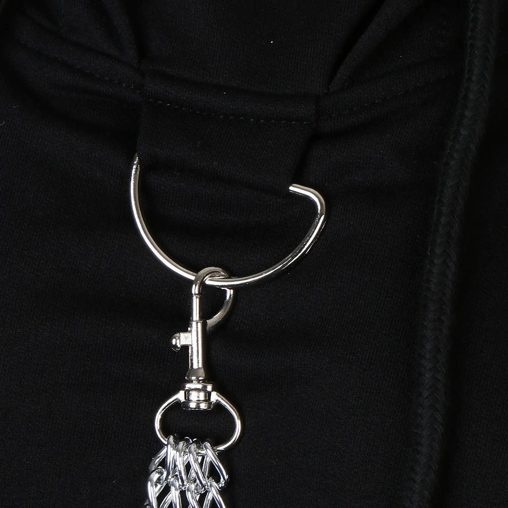Women Fashion Long Sleeve Pullover Hoodie Crop Top Metal Chain Sweatshirt Women Pullover Hoodie with Alloy Chain