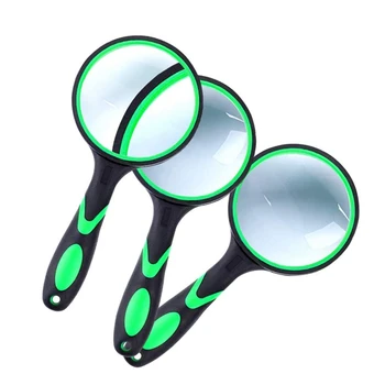 

3Pcs Magnifying Glass 10X Handheld Magnifier, 65mm Thicker Magnifying Glass Lens Magnifier with Rubber Frame Non-Slip Soft