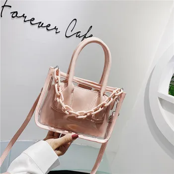 

Female bag 2020 new trend line net red acrylic chain transparent bag portable messenger small bag