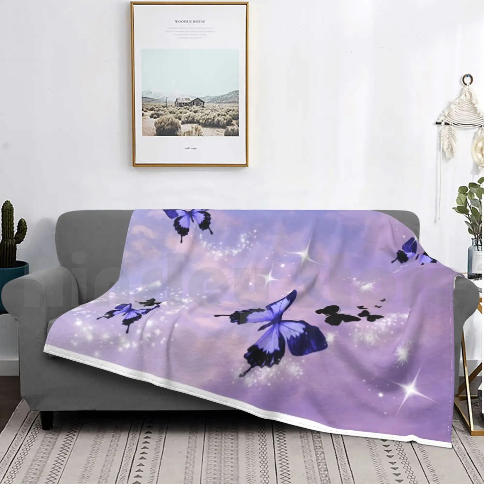 Coperta Y Las Mariposas (Viola) 983 Mariposas Farfalle Pretty Blue Glitter Sparkles Fly