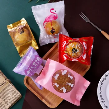 

100pcs/lot Moon Cake Bag Souffle Food Bag Plastic Packaging Bag Macaroon Baking Tools Candy Bag Pastry Packaging Bags
