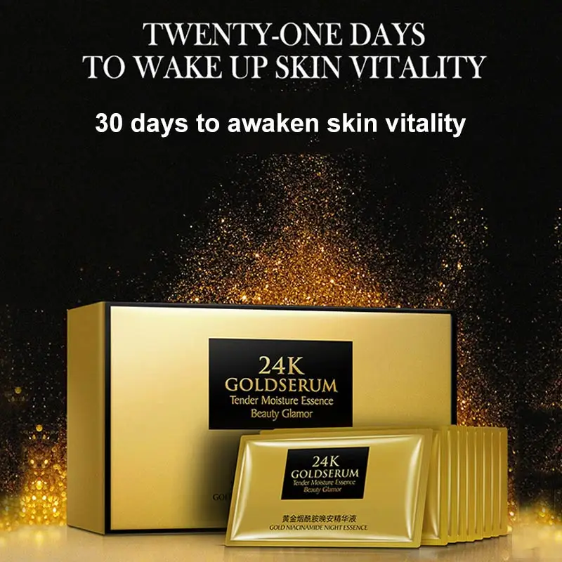 24K Gold Hyaluronic Acid Essence Replenishment Moisturizing Face Serum Shrink Pore Brighten Lift Firming Facial Cream Skin Care