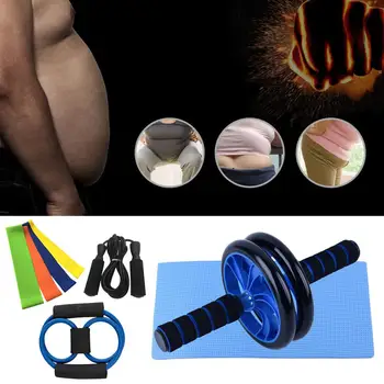 

8 Pcs/set Abdominal Wheel Easy to Carry Noise-free Men's and Girls' Home Fitness Equipment Sets