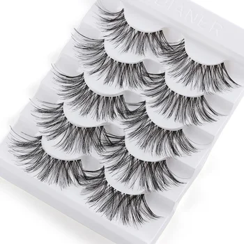 

5 Pairs 3D Effect False Eyelashes Natural Long Wispy Full Strip Black Lashes Extension Handmade Cruelty-Free Eye Makeup Tools