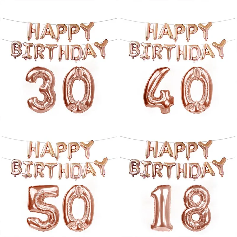 1 комплект из розового золота шары-цифры 18 21 30 40 50 60th лет Happy декор для вечеринки в честь Дня Рождения для взрослых Письмо шар украшение на годовщину 8XN