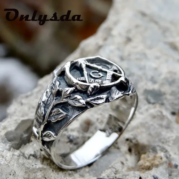 Onlysda Stainless Steel Men Rings Masonic Freemasonry Punk Hip Hop for Biker Male Boyfriend Jewelry Creativity Gift Wholesale | Украшения и