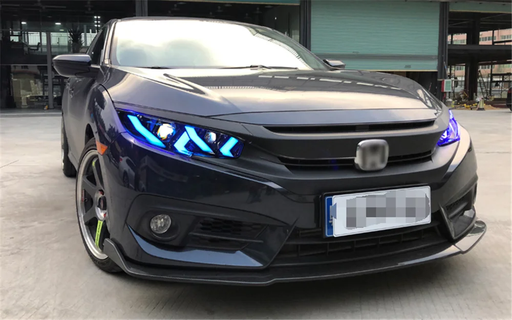 Пара для Honda Civic головной светильник s- Civic светодиодный головной фонарь все светодиодный светильник источник дневные ходовые огни динамический поворот