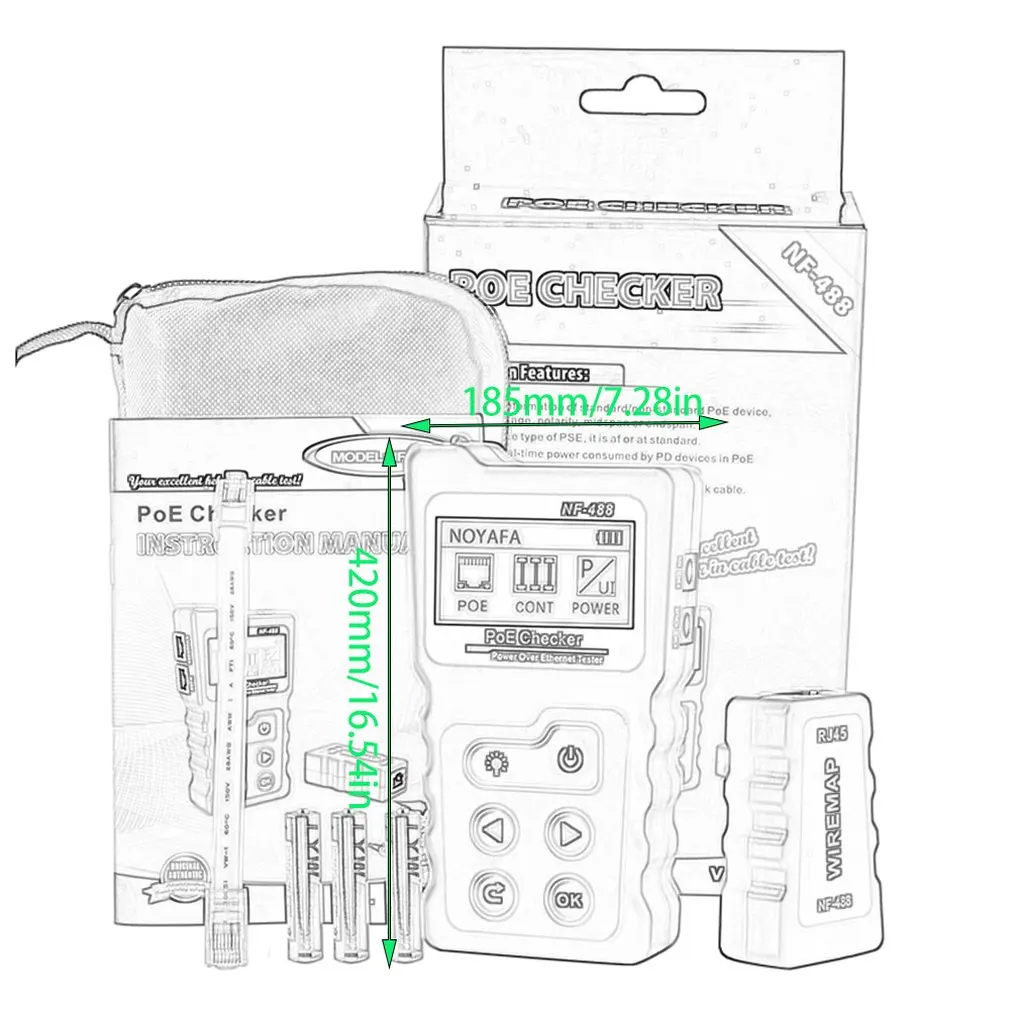 NOYAFA NF-488 сетевой PoE Тестер проверки по Ethernet cat5, cat6 Lan тестер сетевые инструменты новое поступление
