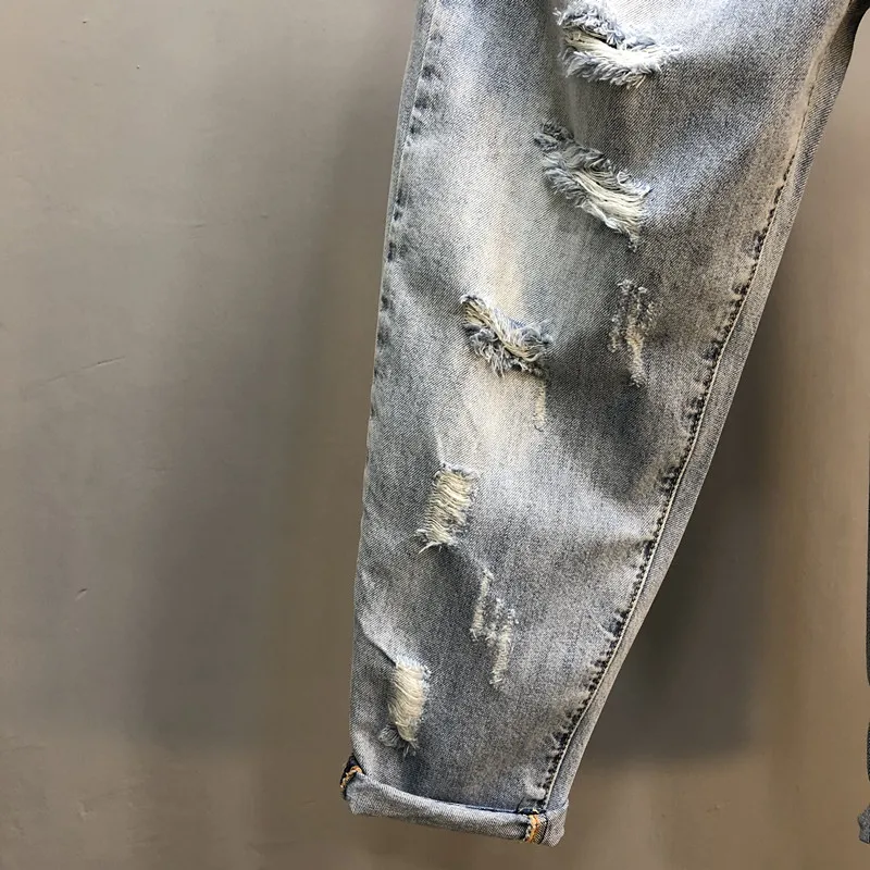 European Ripped Jeans Women 2020 Summer Jeans Woman New Harem Pants Ins Irregular Hole Stickers Loose Hot Drill Jean Pants Girls
