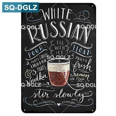 [SQ-DGLZ] Горячие Классические Коктейльные рецепты металлическая вывеска винтажные металлические тарелки кафе Паб Клуб домашний Декор стены оловянные знаки Ретро табличка - Цвет: 1046