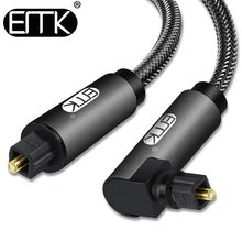 Emk 90 graus cabo de áudio óptico digital 5.1 ângulo direito toslink spdif cabo para blu-ray player xbox soundbar cabo de fibra
