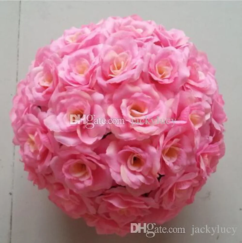 Upscale White Artificial Rose Silk Flower Ball Hanging Kissing Balls 30cm 12 Inch Dia Ball For Wedding Party Decoration Supplies