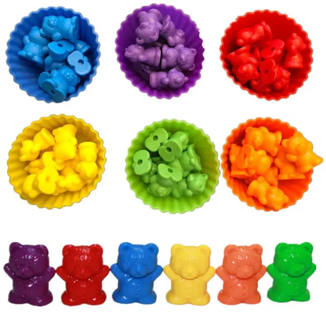 Children Montessori Toy Counting Bear Montessori Educational Cognition Rainbow Matching Game Educational Toys Gifts 1