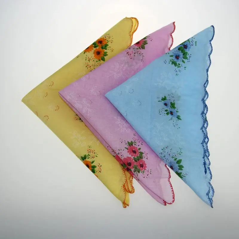 

5X Retro Style Floral Flower Bird Handkerchief Lady Women Cotton Hanky 30CM*30CM ZXY9540