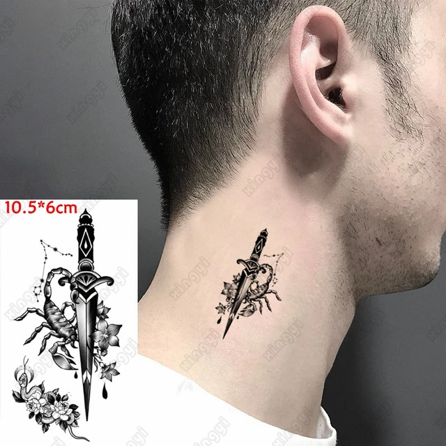 Waterproof Temporary Fake Tattoo Sticker Dagger Knife Tatto Flash Tatoo Neck  Wrist Foot Hand For Girl Women Men Kid  Temporary Tattoos  AliExpress