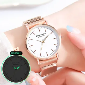 

2020 Creative Starry Sky Watch Women Watches Magnet Luminous Clock Ladies Stainless Steel Wrist Watch Waterproof Rose Gold Hour