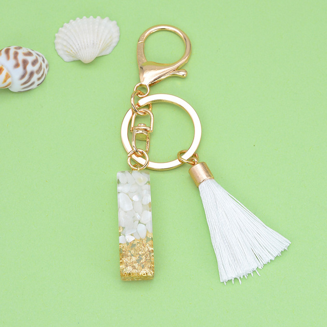Gold Tassel Alphabet Keychain English Letter Keyring Glitter Gradient Resin Gold Leaf Crafts Car Mirror Handbag Charms