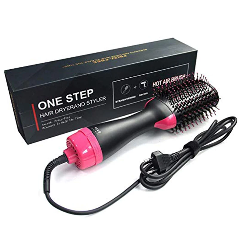 One Step Electric Hot Air Brush Multifunctional Negative Ions Hair Blow Dryer Straightener Brush