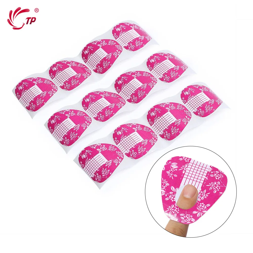 Rose red 100pcs TP 100 листов, формы для ногтей со шкалой, французская акриловая система, жидкий порошок, полигель, удлинитель, руководство, трафарет для салона, набор форм - Цвет: Rose red 100pcs
