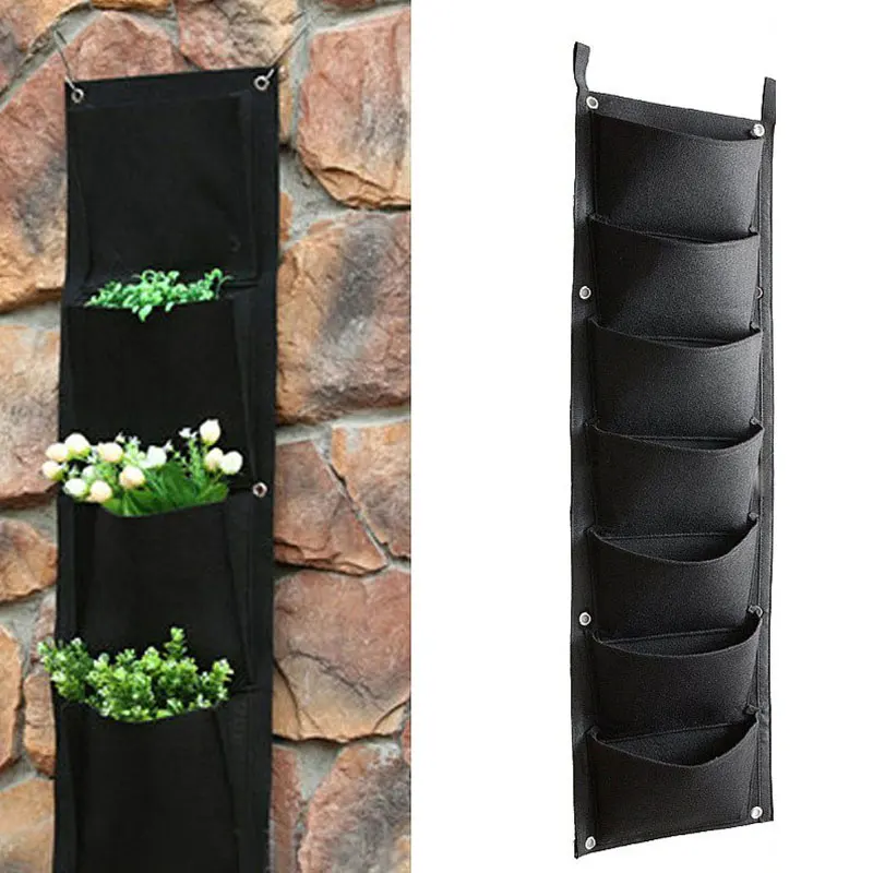 Wall mounted Vertical Garden Planter Planting Flower Grow Bag 7 Pockets
