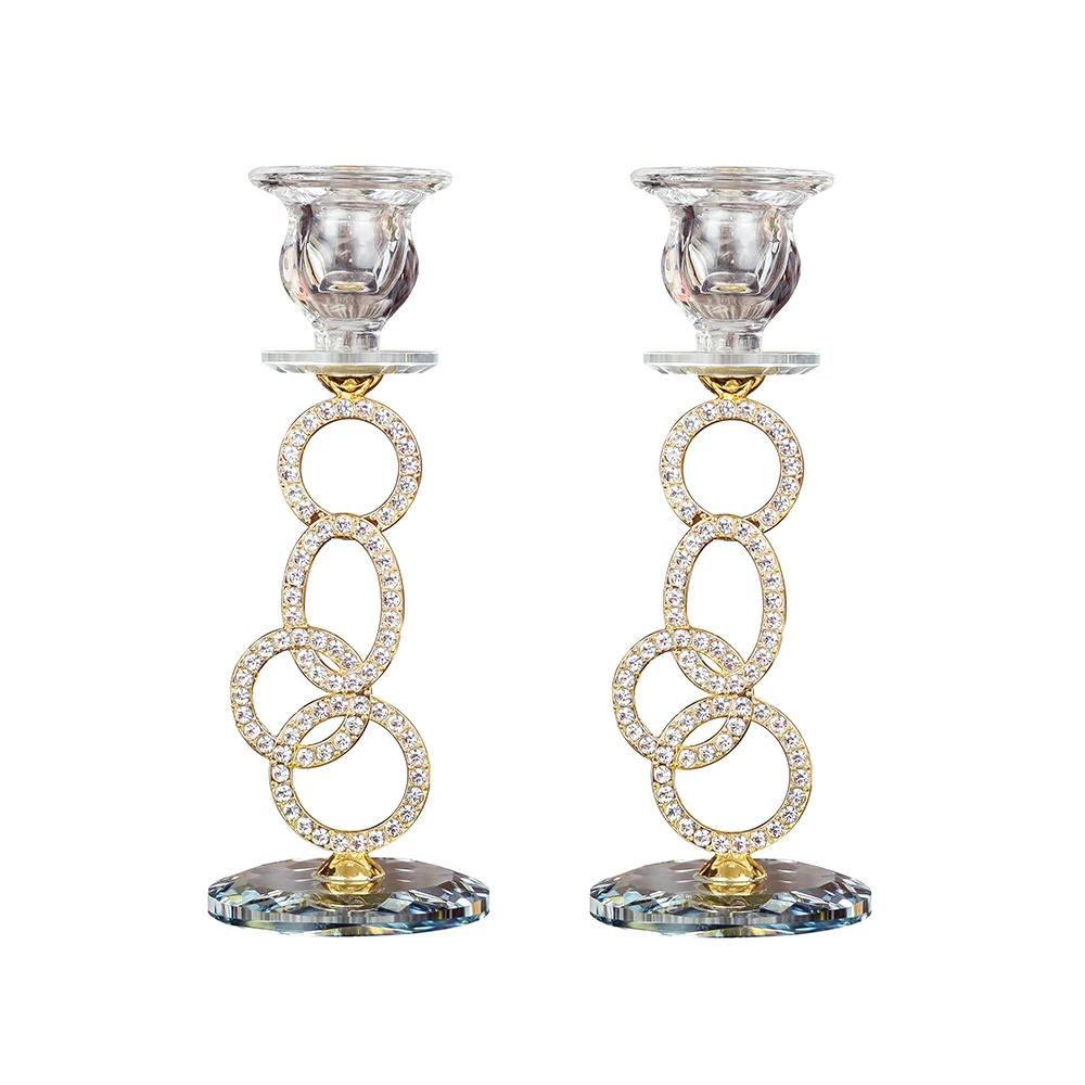 2 PCS X Golden Серебряный Хрустальный подсвечник кофейный, обеденный столик для свадьбы, Рождества, Хэллоуина, украшение для дома, Прямая с фабрики CH020 - Цвет: 2 PCS X Golden