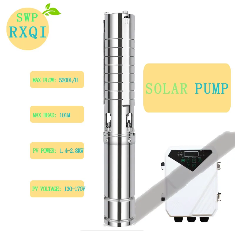 

SOLAR Power PUMP Deep Well MPPT Controller Display DC110v 1100w or 1.5HP Max Flow 5200L/H Max Head 101m Inlet & Outlet 1.25"