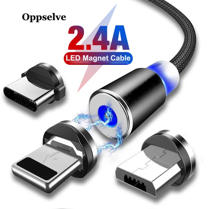 Магнитный кабель 1 м 2 Micro Usb Тип C быстрая зарядка Microusb зарядный провод USB для iPhone 11 X
