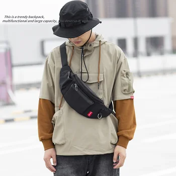 

Men's waist bag multi-function tide brand shoulder bag casual sports chest bag backpack small school bag graffiti canvas messeng