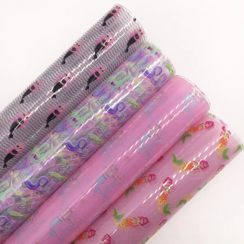 LEOsyntheticoDIY JELLY Transparent TUP Leather with Printed Mermaid See Through Sheets For DIY Bows 21X29CM R155 | Дом и сад