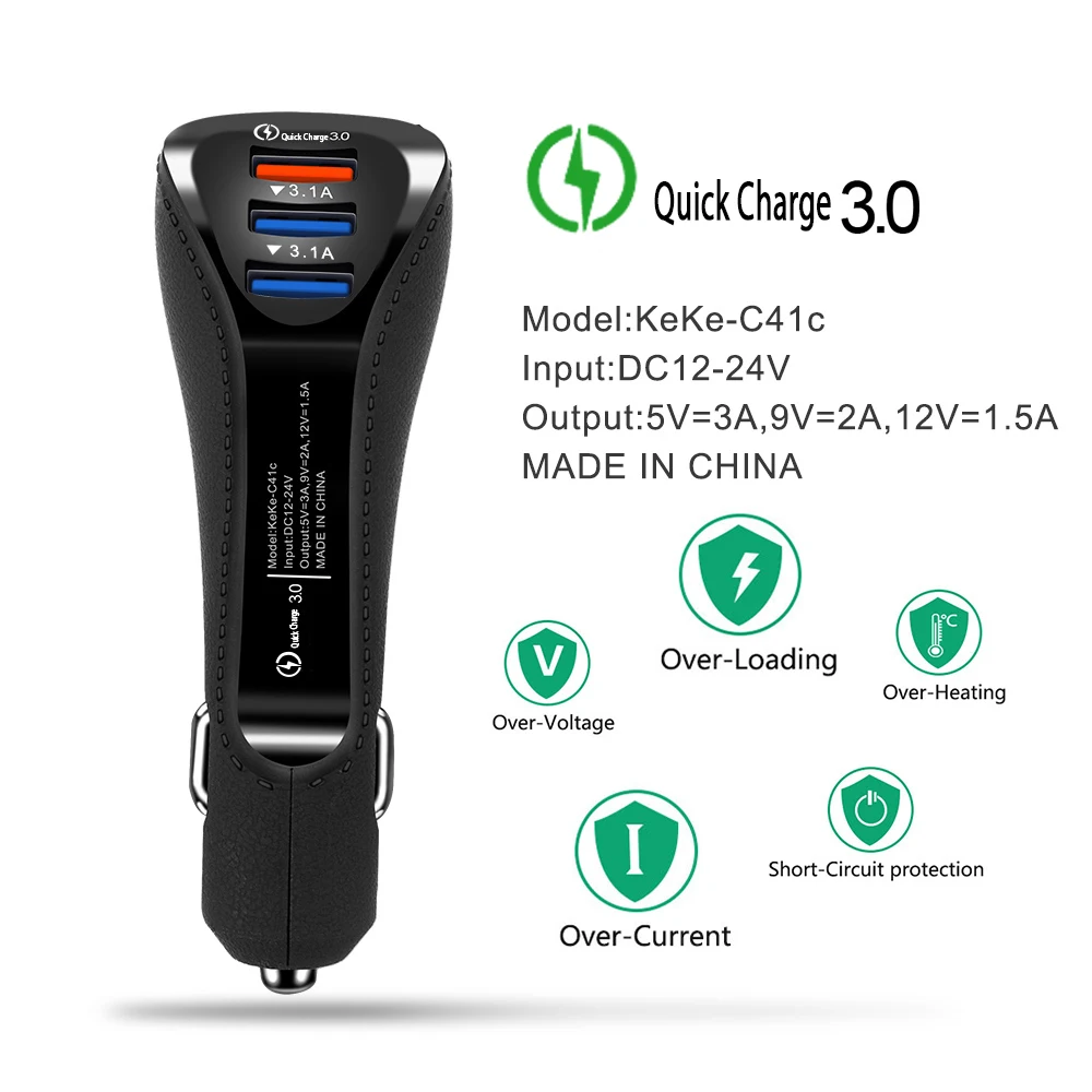 QC Quick Charge 3 0 быстрое зарядное устройство для телефона 1 А двойное автомобильное