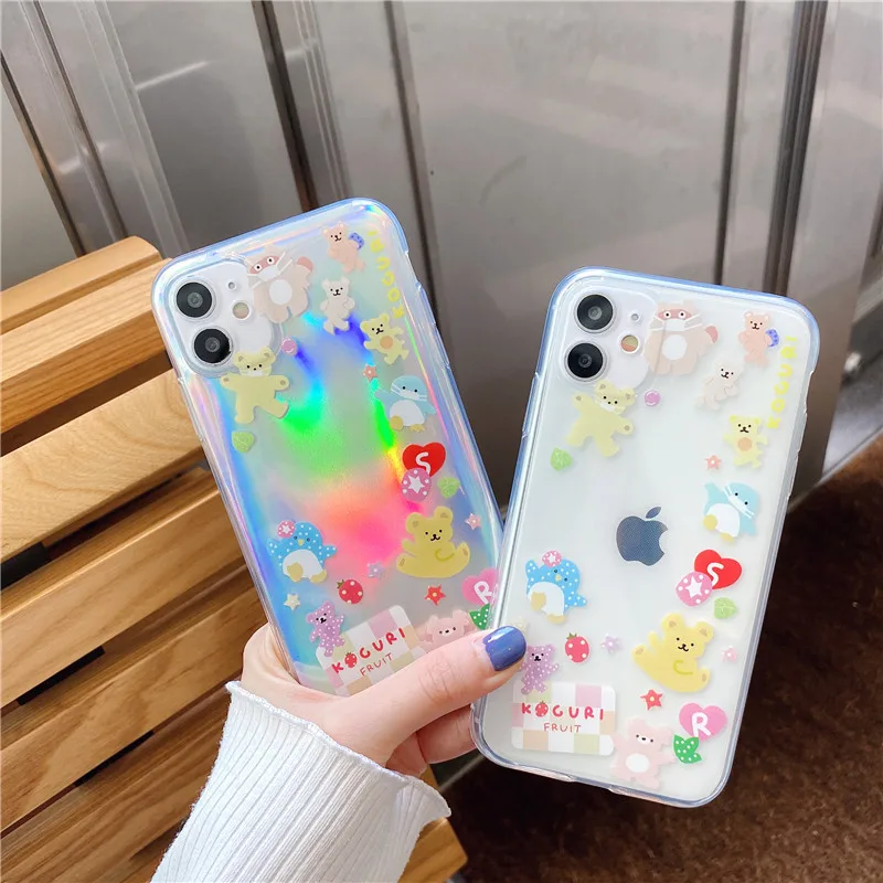Чехол для Телефона iphone 12 11 Pro Max 7 8 plus SE 2020 X XR XS Модный милый лазерный чехол мягкие