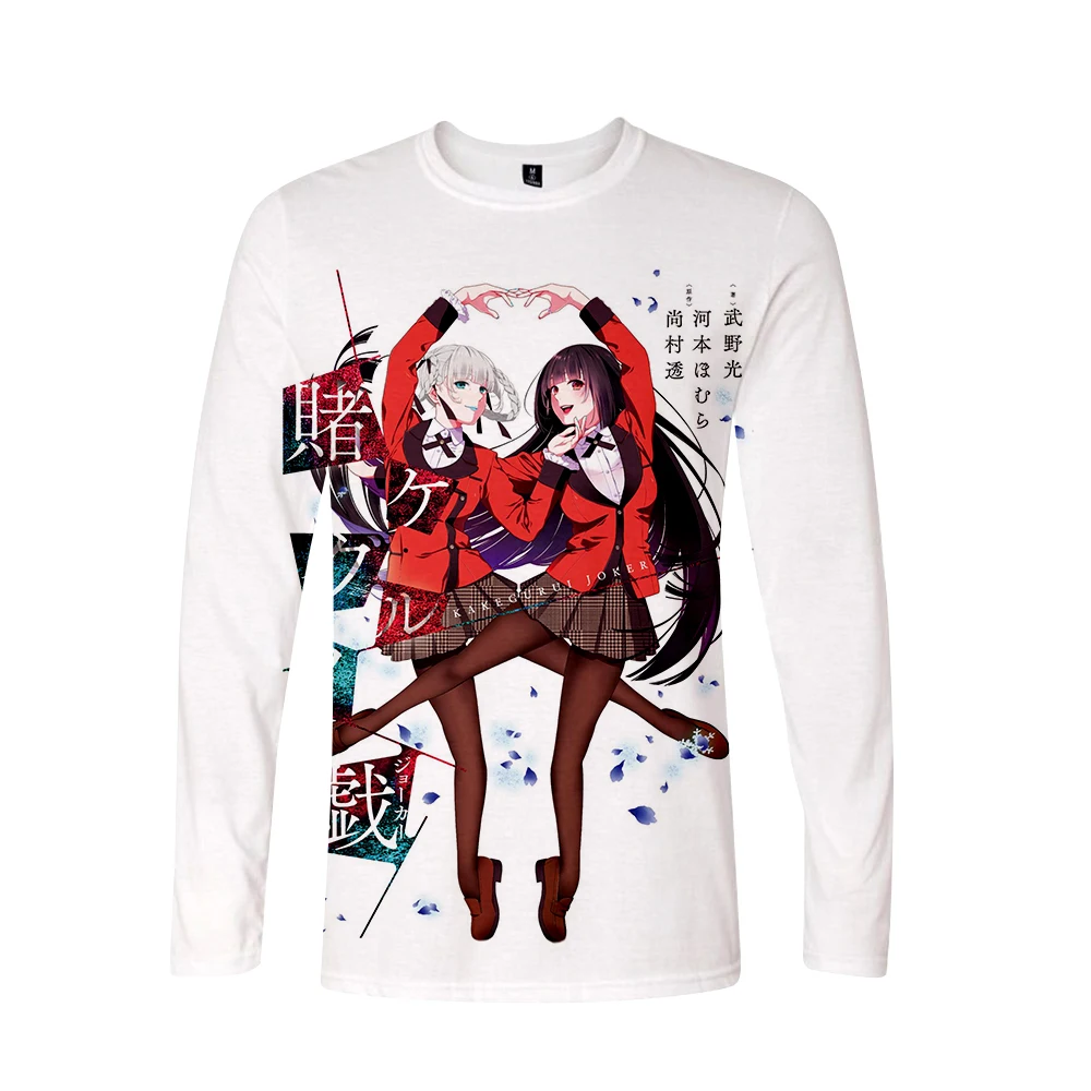 Kakegurui/футболка Летняя футболка с длинными рукавами и принтом Новая футболка модная повседневная футболка с длинными рукавами крутая летняя футболка