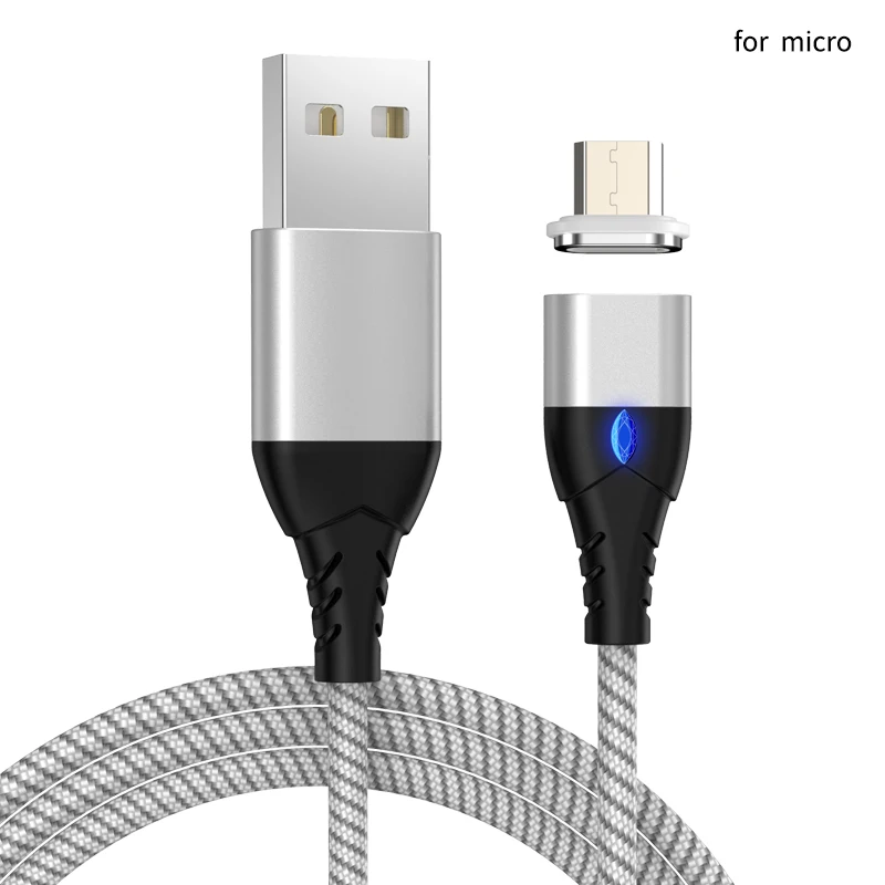 Кабель Micro USB, магнитное зарядное устройство, 1,5 м, для iPhone, samsung, Android, быстрая зарядка, магнитный кабель usb type-C, шнур для мобильного телефона - Цвет: Silver for Micro USB