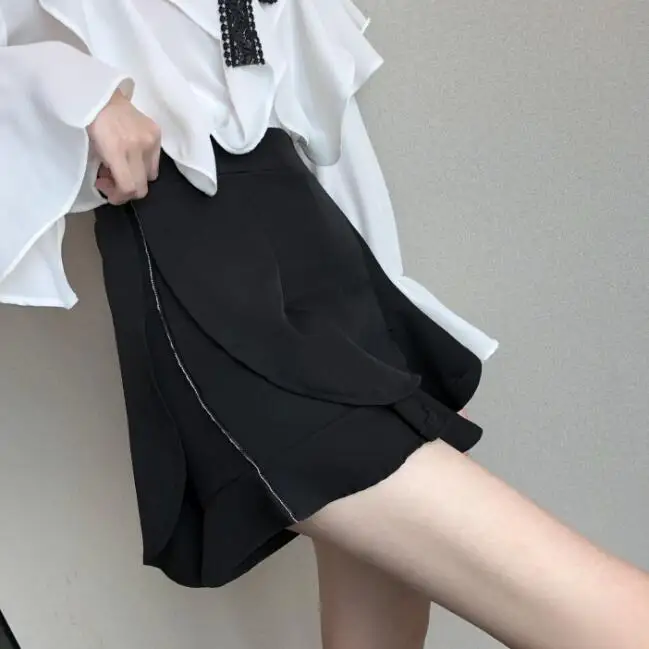 shorts LMCAVASUN Блузка с оборками, кружевная рубашка с галстуком-бабочкой, осень, милые корейские модные рубашки, женские топы, блузы с рукавом-бабочкой - Цвет: shorts