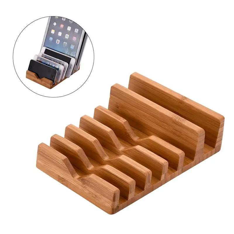 Multiple Powerhouse Stand Wooden Charging Station-Hub Dock For Phones Tablets And Wearable Devices