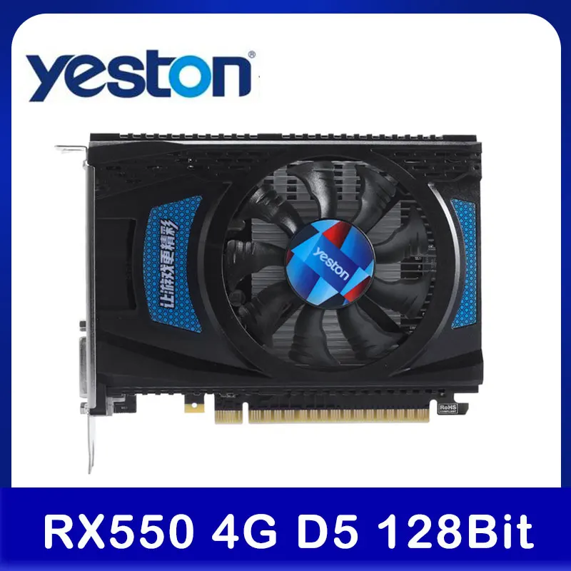 Yeston RX 550 RX550 4G D5 Grafikkarte Radeon Chill PC computer Video Karte 4GB GDDR5 128Bit 6000MHz DP 1,4 HDR + HD 2,0 b + DVI-D + DP